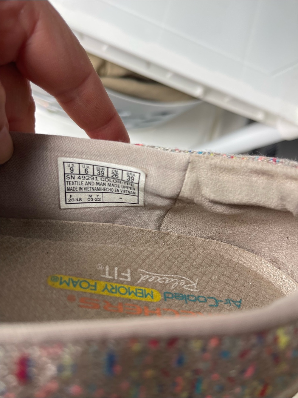Skechers Slip-On Knit Mules in Beige with Multicolor Speckle - Picture 3 of 3